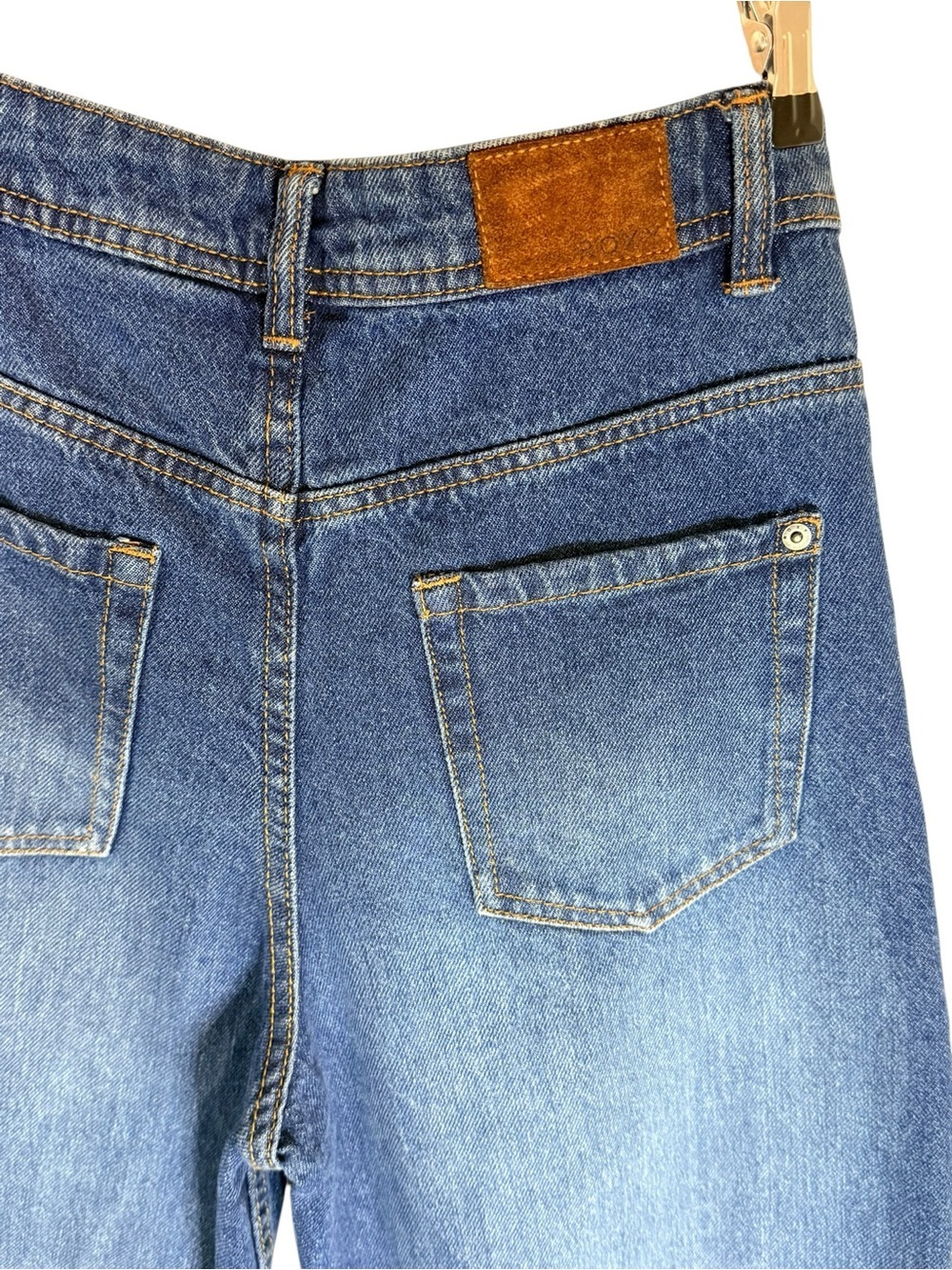 Roxy Flare Cropped Wide Leg Jeans Size 27 Medium Wash High Rise Denim - Picture 7 of 13